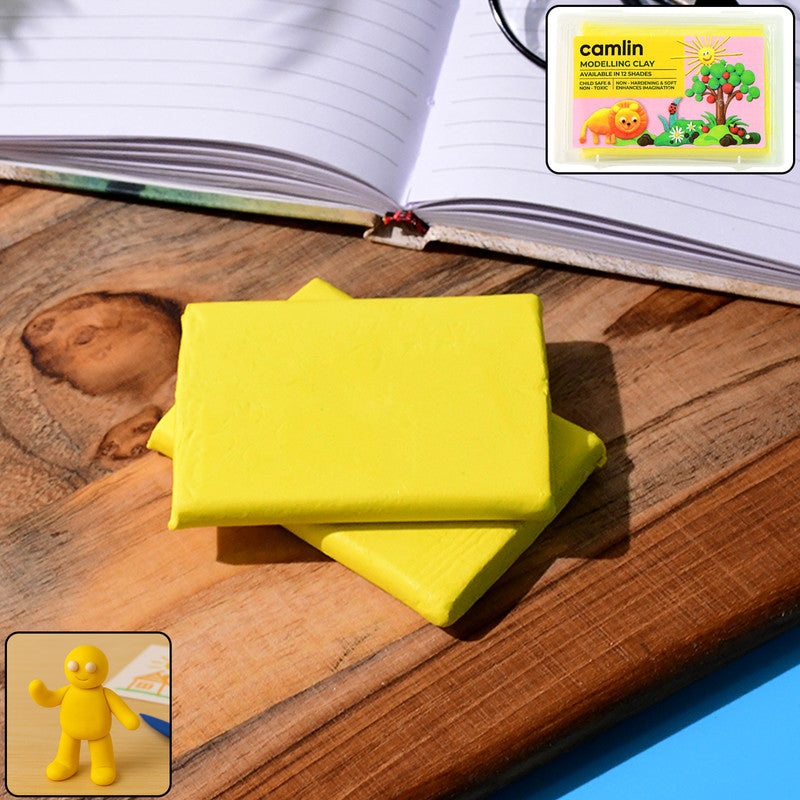 Camlin Modelling Clay  150 gm Yellow Color Soft and Reusable Clay for Creative Crafting