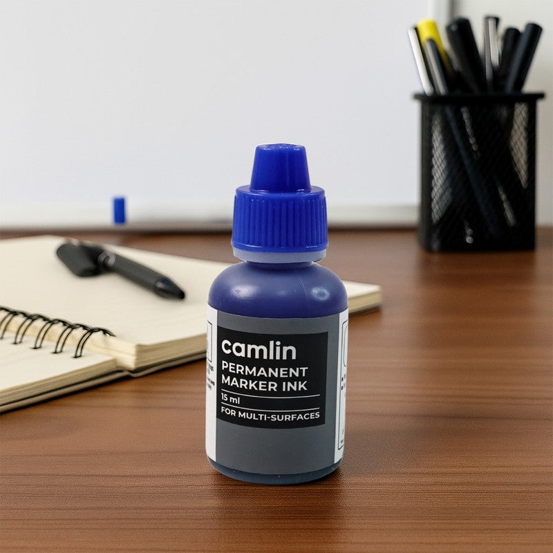 Camlin Permanent Marker Ink 15 ml  Blue Color Refill Ink for Multi-Surfaces