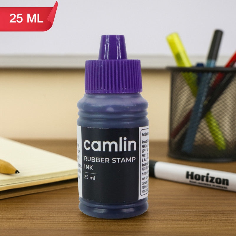 Camlin Rubber Stamp Ink  Violet Colour, 25 ml Quick-Drying Ink for Clear and Long-Lasting Stamping