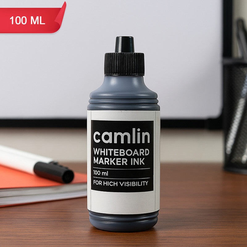 Camlin Whiteboard Marker Ink 100 ml  Black Color Refill Ink for High Visibility