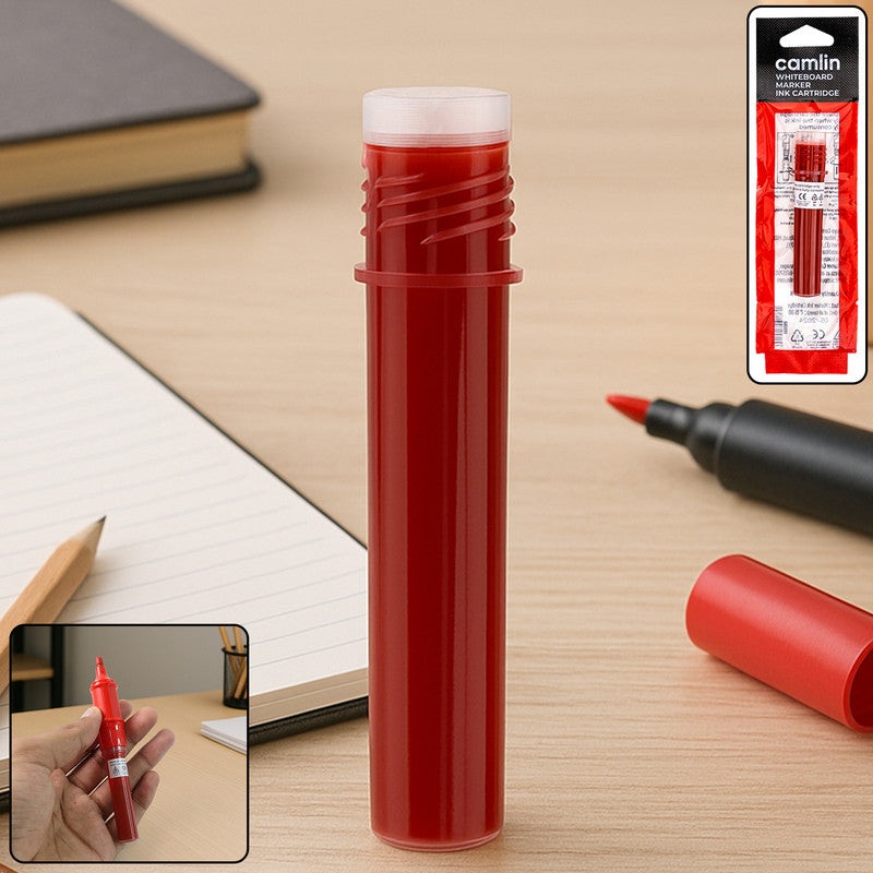 Camlin Whiteboard Marker Ink Cartridge  Red Colour, Quick-Drying & Refillable Cartridge for Camlin Whiteboard Markers
