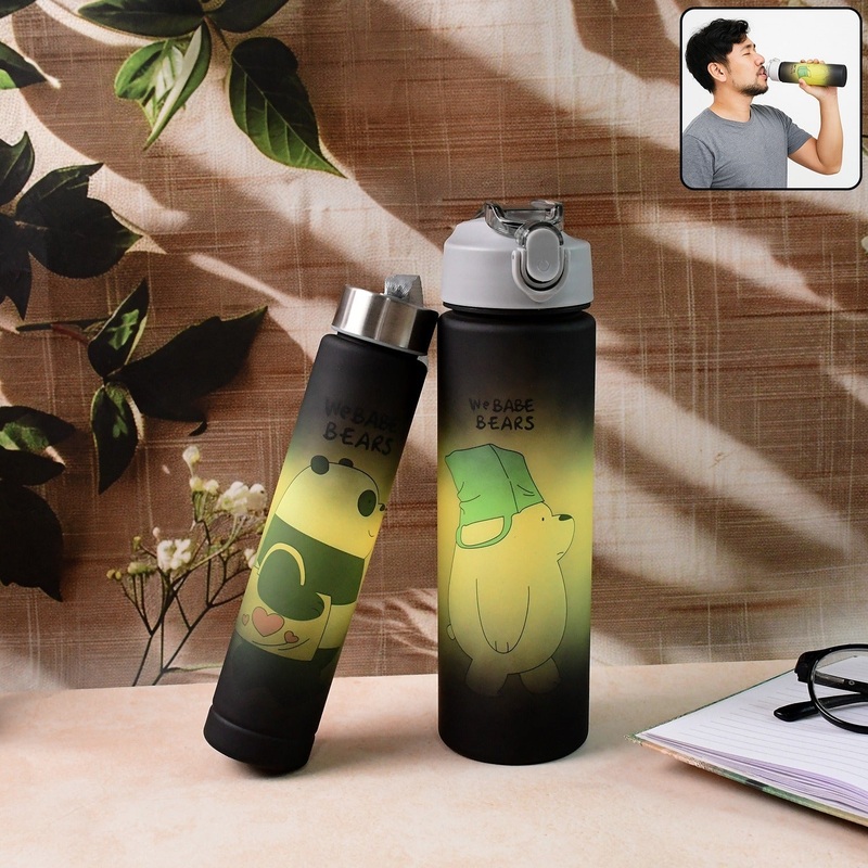 Cartoon Printed Water Bottles  900 ml & 300 ml (2 Pc)
