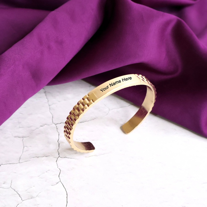 Custom Rose Gold-Plated Bracelet  Personalized Name Engraved Cuff Jewelry for Men & Women