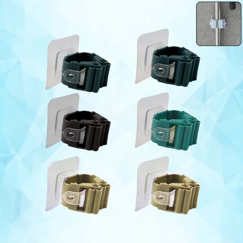 Self-Adhesive Mop and Broom Holder Clips (6 Pc Set)