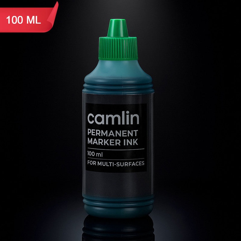 Camlin Permanent Marker Ink 100 ml  Green Color Refill Ink for Multi-Surfaces