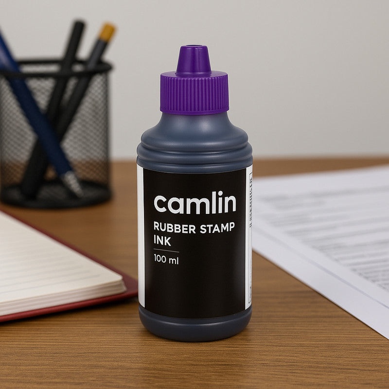 Camlin Rubber Stamp Ink  Violet Colour, 100 ml Long-Lasting Quick-Drying Ink for Office and Professional Use