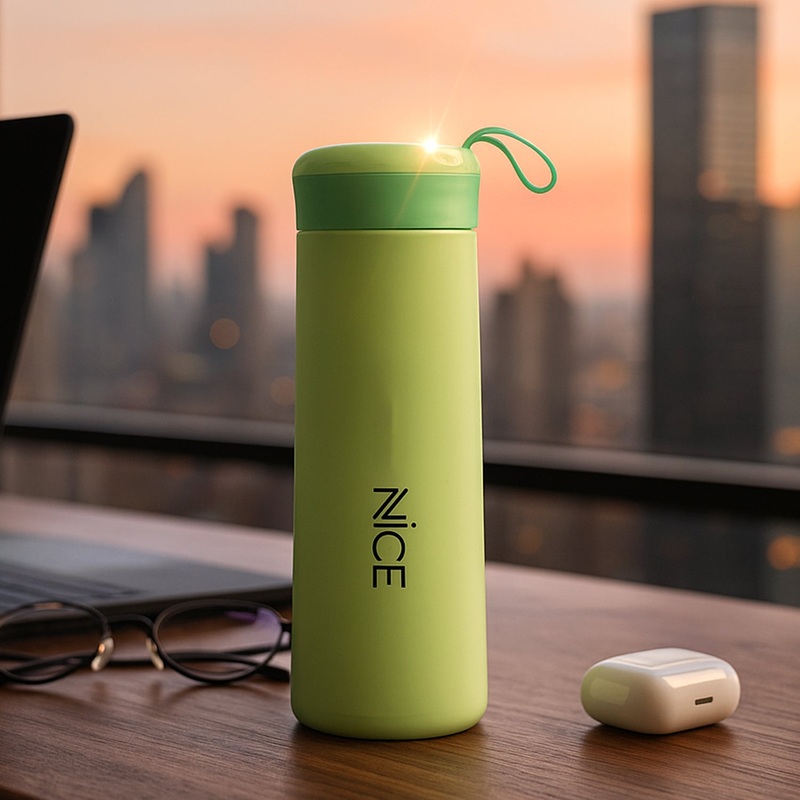 Leak-Proof Plastic Vaccum Flask – (Green Color / 1 Pc / 400ML)