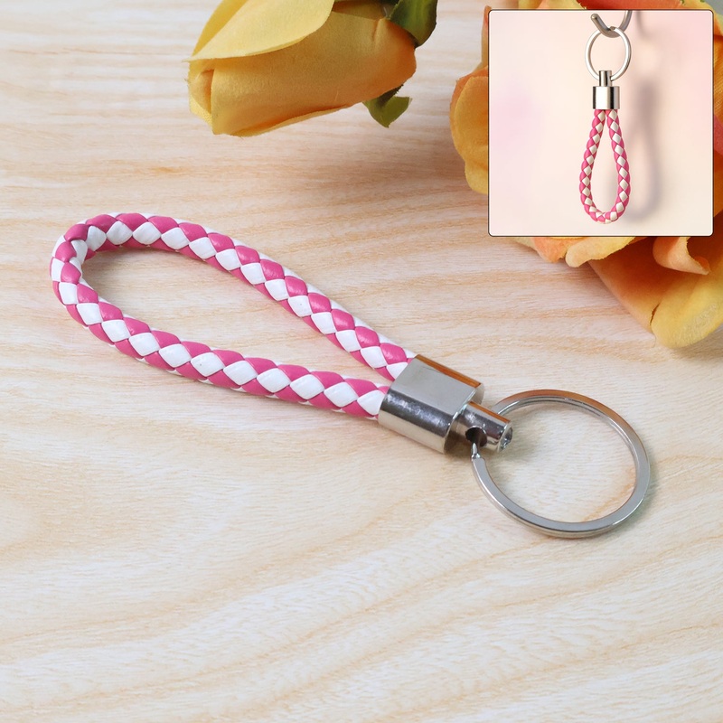 Leather Style Keychain with Metal Ring – (1 Pc)