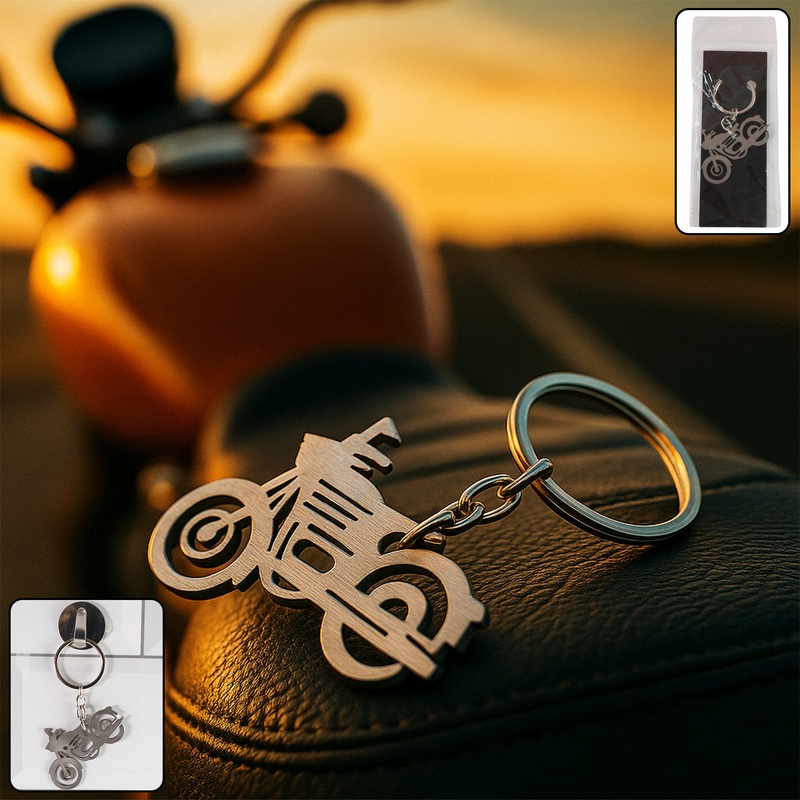 Motorcycle Silhouette Metal Keychain – (1 Pc)