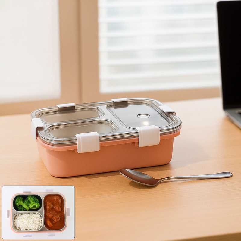 3-Compartment Lunch Box – (1 Pc)