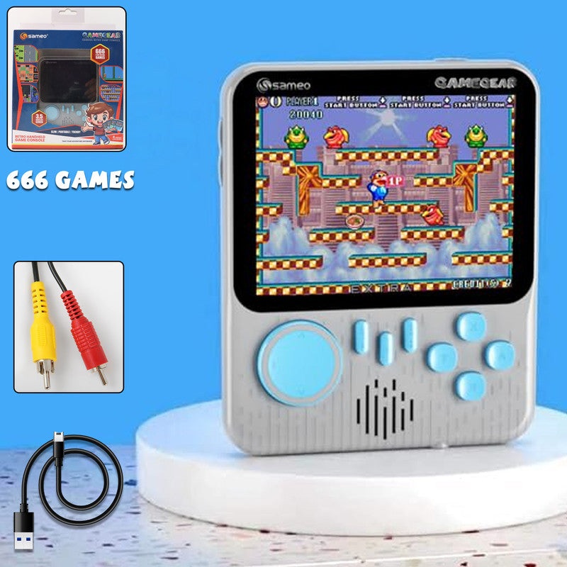 Sameo GameGear Retro Handheld Console with 666 Built-in Games  Wide-Screen Portable Gaming Device with TV Output and USB Rechargeable Battery