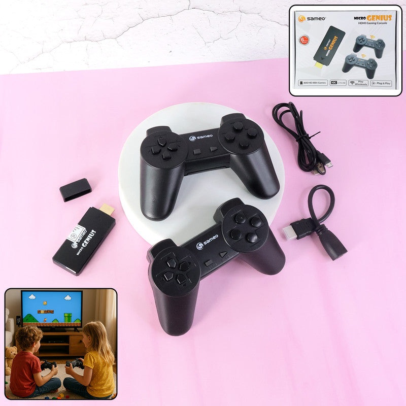 Sameo Micro Genius HDMI Gaming Console with Dual Wireless Controllers  Plug and Play Retro Video Game System with Built-in Games
