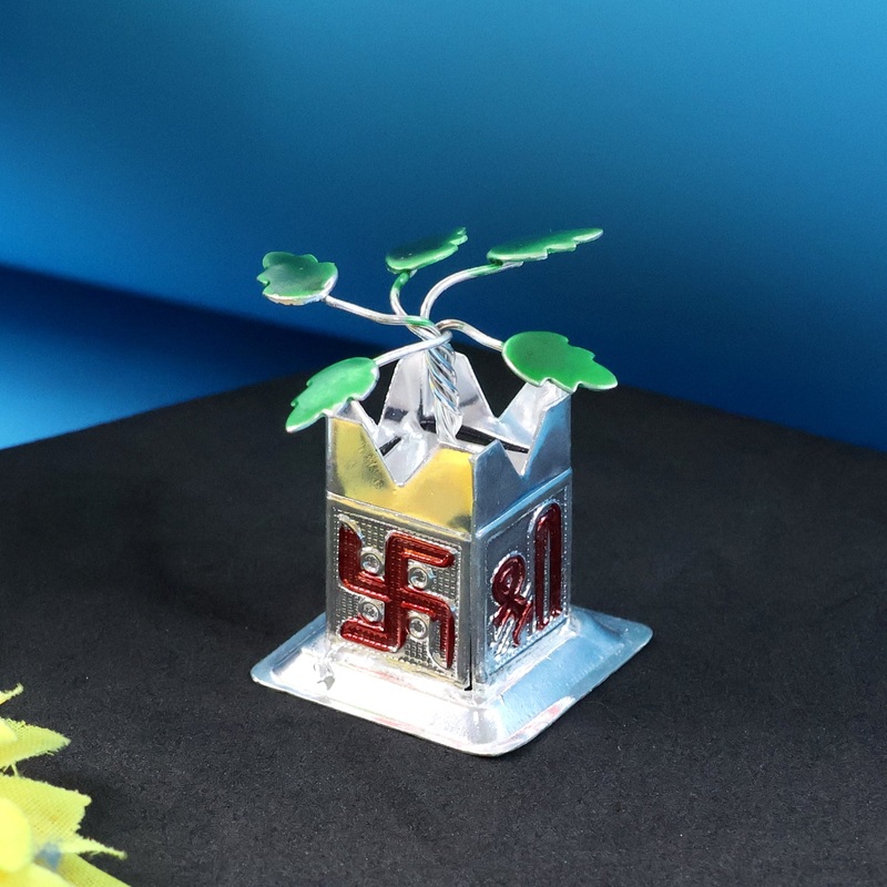 Tulsi Plant Miniature Idol with Mandir Kalash Base – (1 Pc)