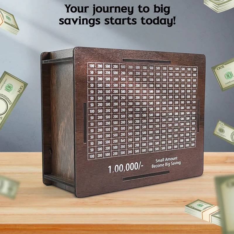 Big Wooden Savings Challenge Money Bank / Piggy Bank – (1 Pc)
