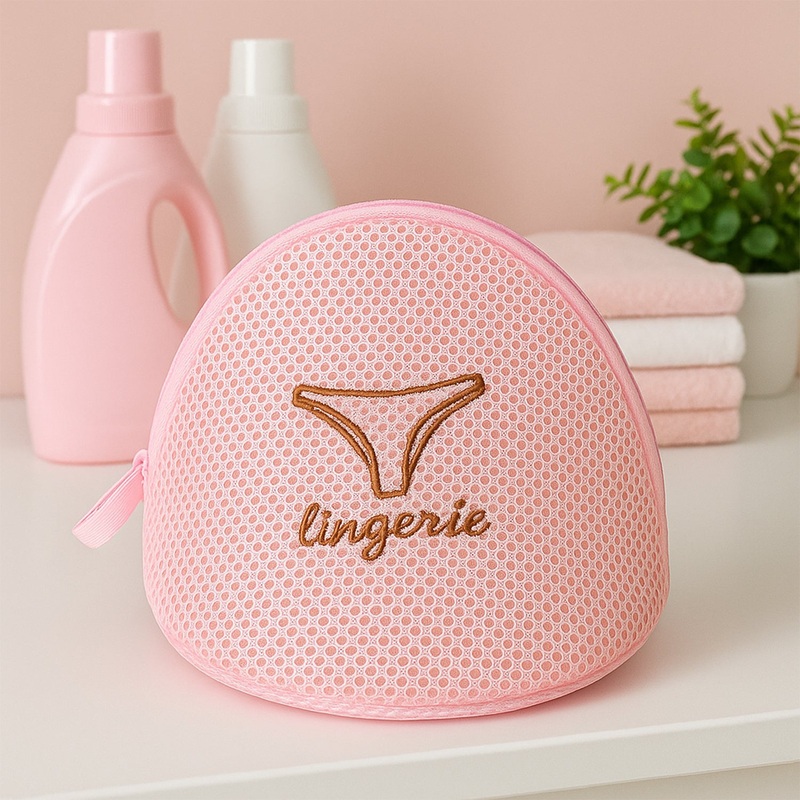Lingerie Wash Bag  Dome-Shaped Protective Mesh Laundry Pouch with Zip Closure (1 Pc)