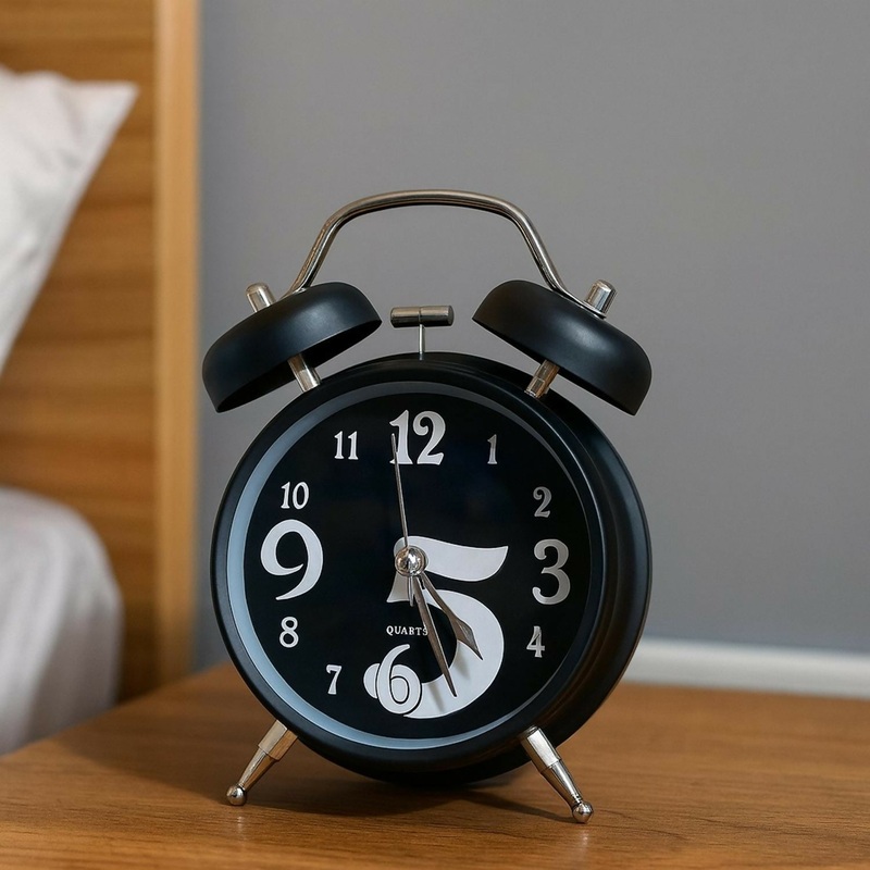 Vintage Classic Black Twin Bell Analog Alarm Clock for Bedroom, Retro Style Loud Desk Clock with Night Light & Silent Quartz Movement  Battery Operated Table Clock for Office, Home, Kids & Adults