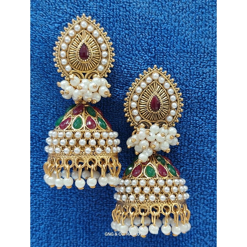 Golden Beads moti Jhumka